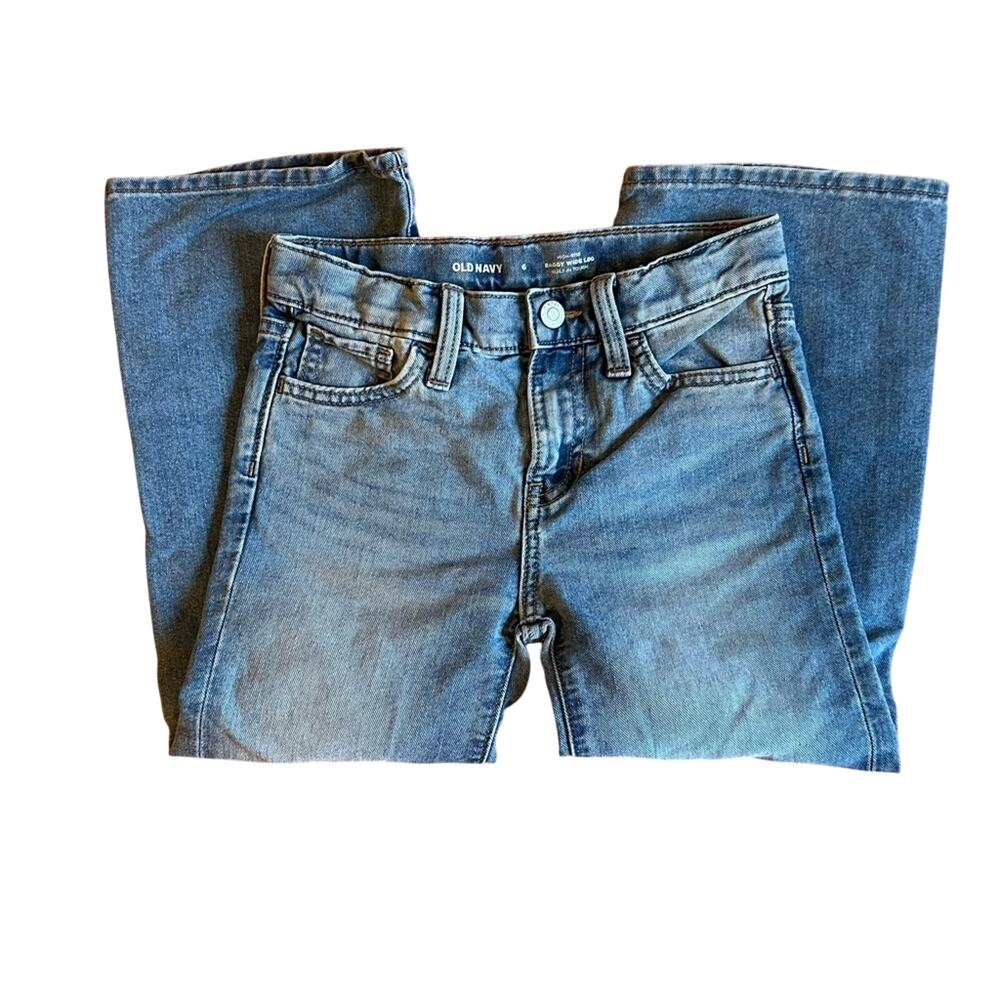 ❤️ 3/$25 Old Navy Kids Blue Jeans High-Rise Baggy Wide Leg for Girls | 6